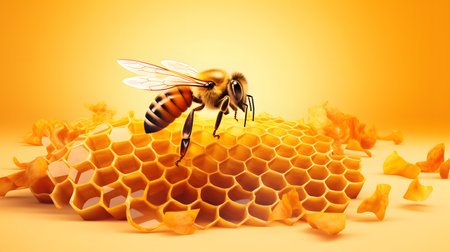 Yellow bees and honeycomb. healthy eating. Honey Farm.の素材