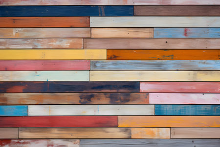 Colorful wood wall texture background for interior or exterior design and decorationの素材
