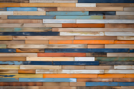 Colorful wood wall background and texture for interior or exterior design.の素材