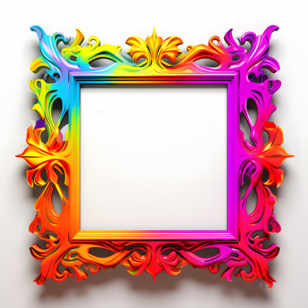 Colorful frame on the white background. 3d rendering. Computer digital drawing.の素材