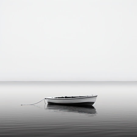 Boat on the water. Isolated on a white background.の素材