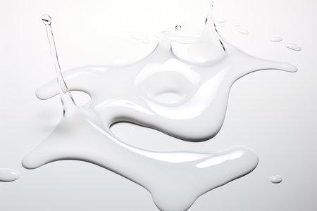 splashes of white milk on a white background. close-upの素材