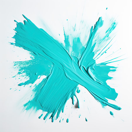 blue paint splashes isolated on white background, abstract art illustration.の素材