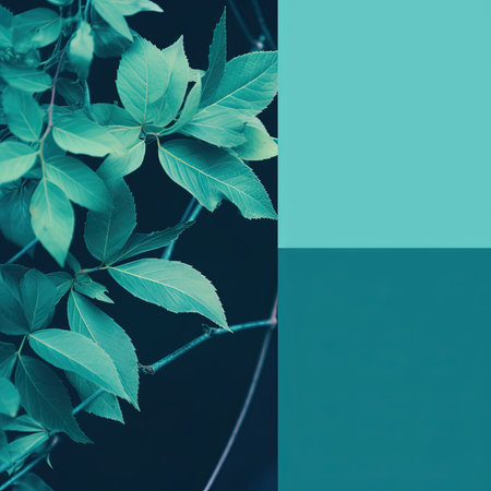 Creative layout made of green leaves. Flat lay. Nature concept.の素材