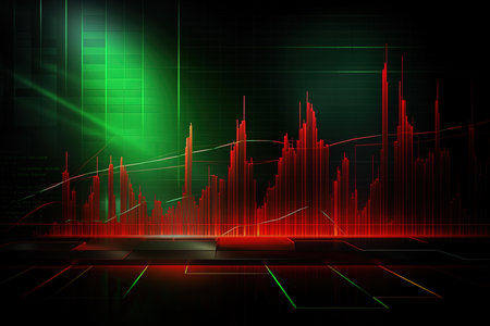 abstract background technology concept  in green and red light with graphの素材