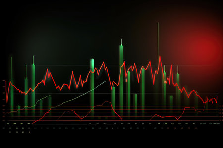 financial chart on the dark background. Vector illustration. Eps 10.の素材
