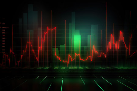 3d rendering of stock market financial graph on digital screen. Business and finance concept.の素材
