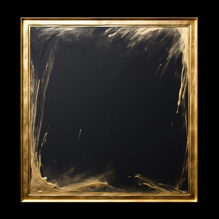 Gold frame on black background. Design element. Template for your designの素材
