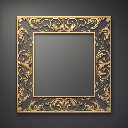 Vintage gold frame on black background. Vector illustration for your designの素材