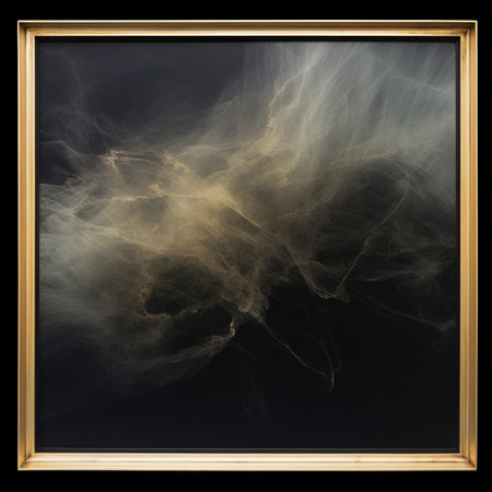Blackboard with yellow smoke, isolated on white background. 3d renderingの素材