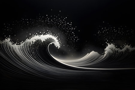 Abstract black and white wavy background. Vector illustration for your designの素材