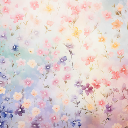 Watercolor illustration of flowers. Pastel colors. Spring background.の素材