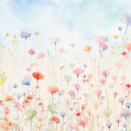 Abstract watercolor floral background. Watercolor flowers in pastel colors.の素材