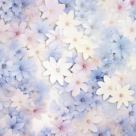 Flower background. Blue and white flowers. Floral pattern.の素材