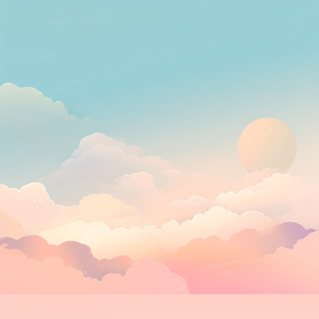 Sunset sky with clouds in pastel color. Vector illustration.の素材