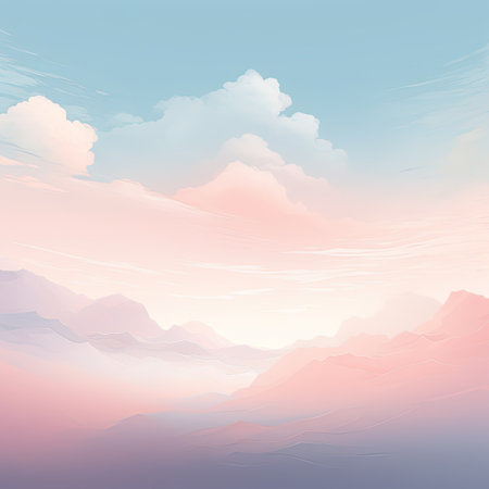 Colorful abstract background with mountains and clouds. 3D illustration.の素材