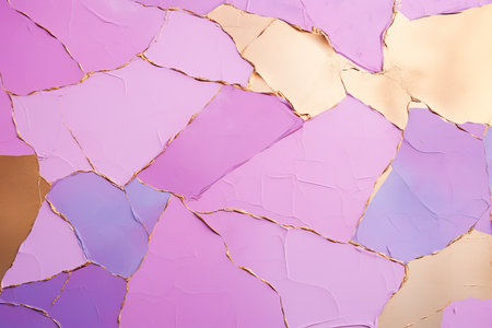 abstract background with cracked pieces of pink and purple colored paper.の素材