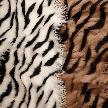 texture of animal fur striped leopard and zebra skin for backgroundの素材