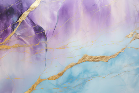 Marble abstract background pattern with gold, blue and purple colors.の素材