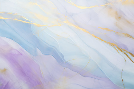 Marble abstract background with gold and blue paint. Liquid marble pattern.の素材