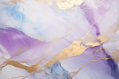 Marble abstract background with gold, blue and purple colors. Liquid marble pattern.の素材