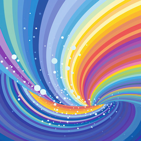 abstract rainbow background with swirls and dots, vector illustration.の素材