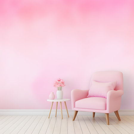 Pink armchair in the room. 3d render. Wallpaper.の素材