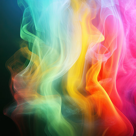 Abstract smoke on black background. Psychedelic colorful smoke background.の素材