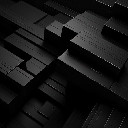 Abstract black cubes background. 3d render illustration. High resolution image.の素材