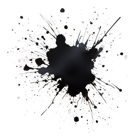 Black ink splashes isolated on white background. Grunge vector illustration.の素材