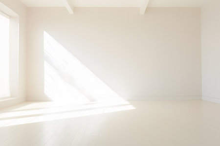White empty room with window and sunlight. 3D Rendering.の素材
