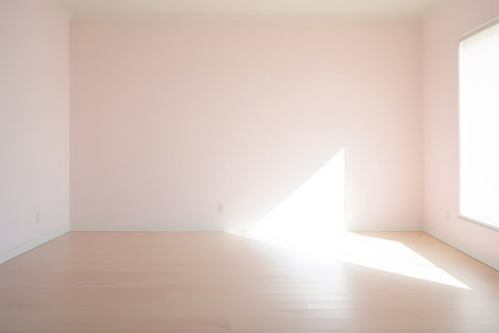 interior new house, empty room with white wall and wooden floorの素材