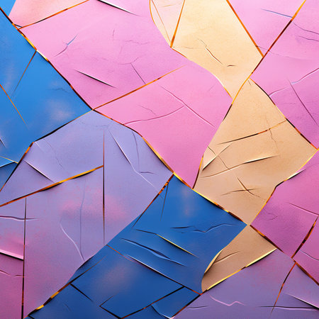abstract background with multicolored torn paper in pink and blueの素材