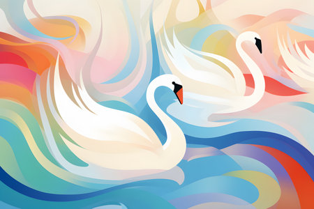 Abstract swan background. Vector illustration. Colorful swans.の素材