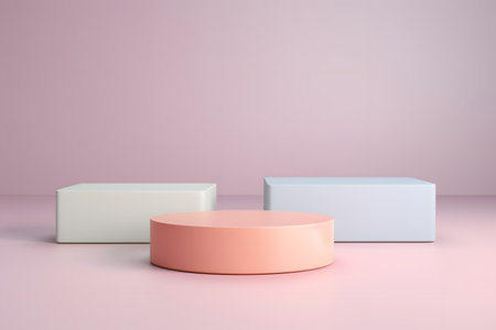 Minimalist abstract background, primitive geometrical figures, pastel colors, 3D renderの素材