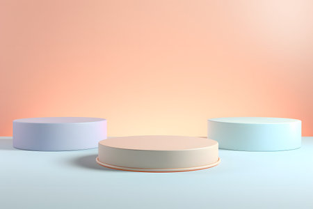 3d render of abstract minimal geometric forms. Glossy white podium for your design.の素材