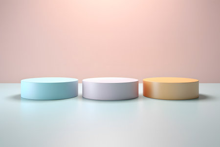3d render, abstract background, geometric forms, podiums, pastel colorsの素材