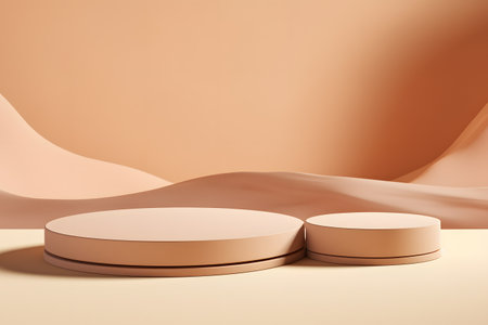 3d render, abstract background, beige podium for product displayの素材