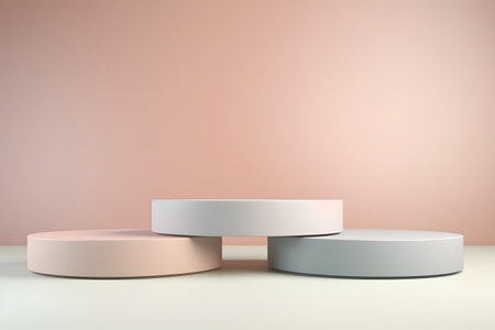 3d render, abstract minimal scene with geometrical forms, podiums for product presentationの素材
