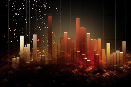 abstract background image with financial charts and graphs on the dark backdropの素材