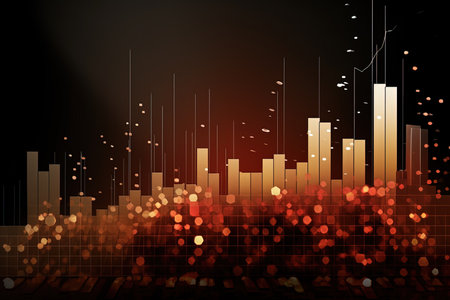 abstract background with bokeh lights and graphs. Vector illustrationの素材