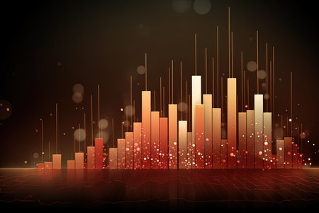 abstract bar chart background with bokeh effect. vector illustrationの素材