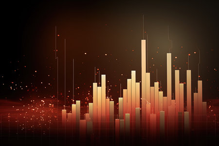 abstract background with digital equalizer in red and black colors.の素材