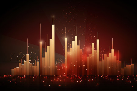 abstract music equalizer on red background. vector eps10の素材