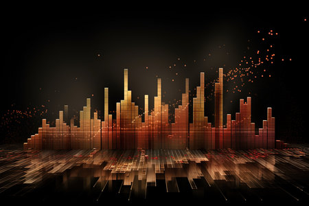 abstract music equalizer on black background, 3d render illustrationの素材