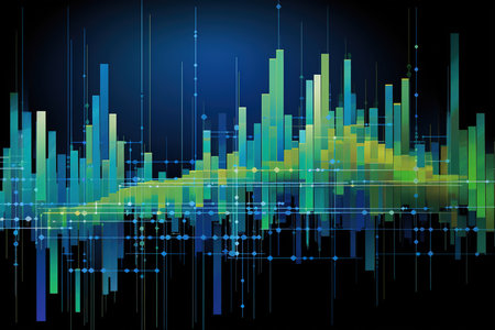 Stock market or forex trading graph and candlestick chart suitable for financial investment concept. Economy trends background for business idea. Abstract finance background.の素材