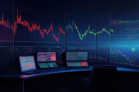 3d rendering of stock market or forex trading graph on computer screenの素材