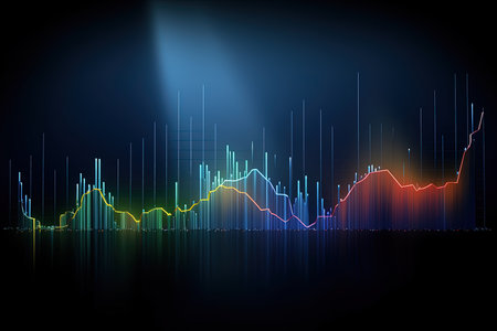 abstract background with a glowing forex chart. Vector illustration.の素材