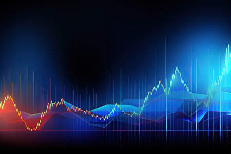 abstract background with financial graph and candlestick chart, vector illustrationの素材