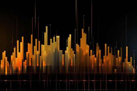 abstract stock market graph on the black background. Vector illustration.の素材